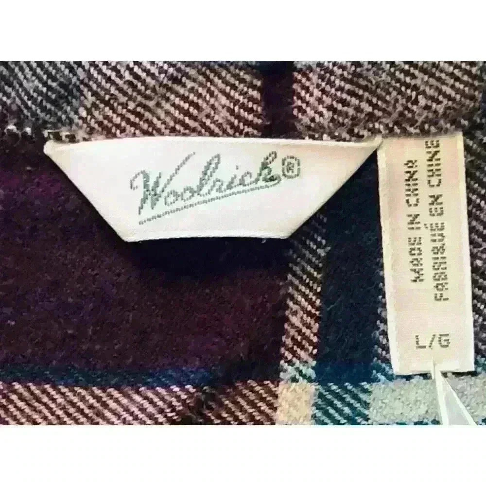 Woolrich women's flannel shirt Large plaid 100% cotton long sleeve - Picture 4 of 8
